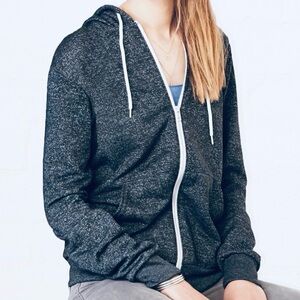 Hollister Navy Heather Zip-Up Hoodie